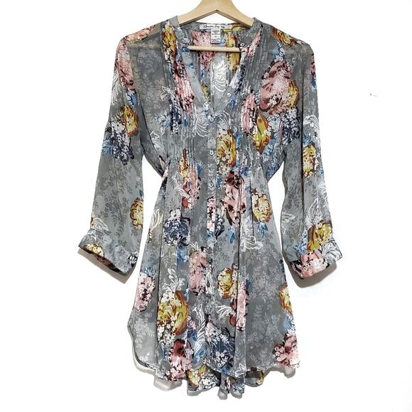 American Rag | Floral Semi Sheer Tie Waist Tunic - Picture 1 of 5